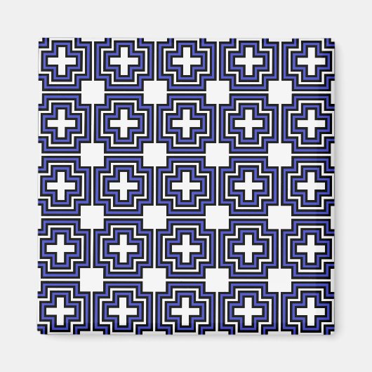 Crosses & Squares Blue - Magnet (Vorne)