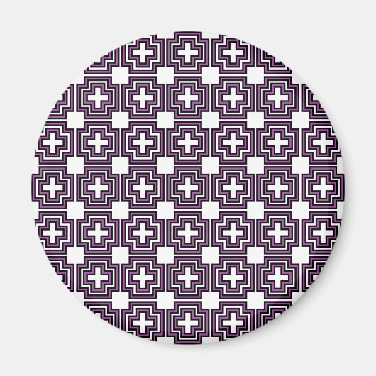Crosses & Squares Lila - Magnet (rund) (Vorne)