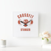 CrossFit Stronger--Power & Strength Mindset Quadratische Wanduhr (Zuhause)