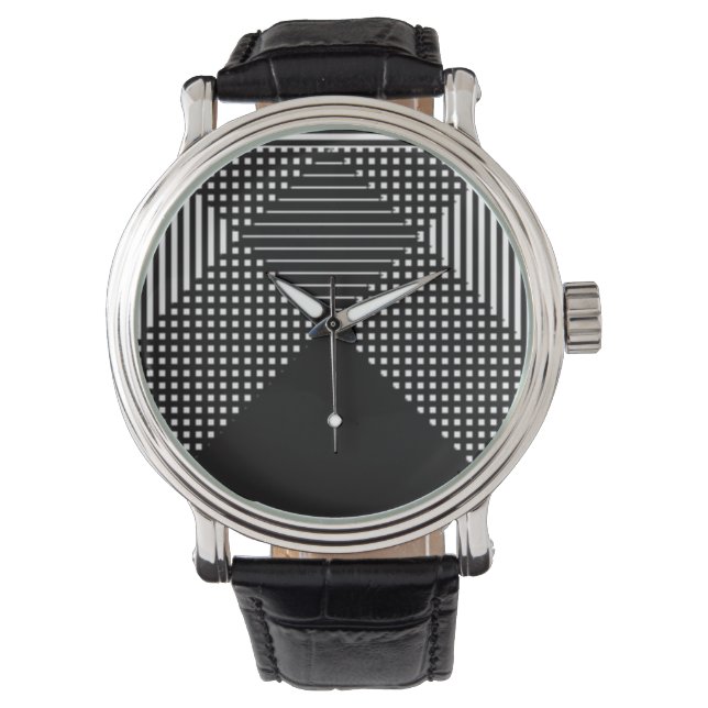 Crosshatch Op Art Armbanduhr (Vorderseite)