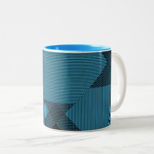 Crosshatch Op Art Zweifarbige Tasse (VorderseiteRechts)