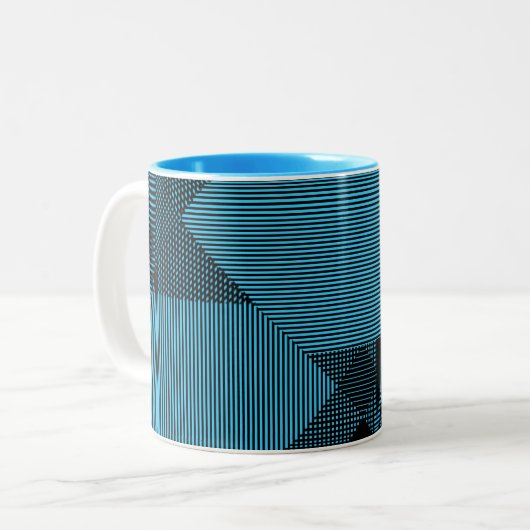 Crosshatch Op Art Zweifarbige Tasse (Vorderseite Links)