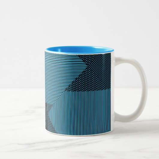 Crosshatch Op Art Zweifarbige Tasse (Rechts)