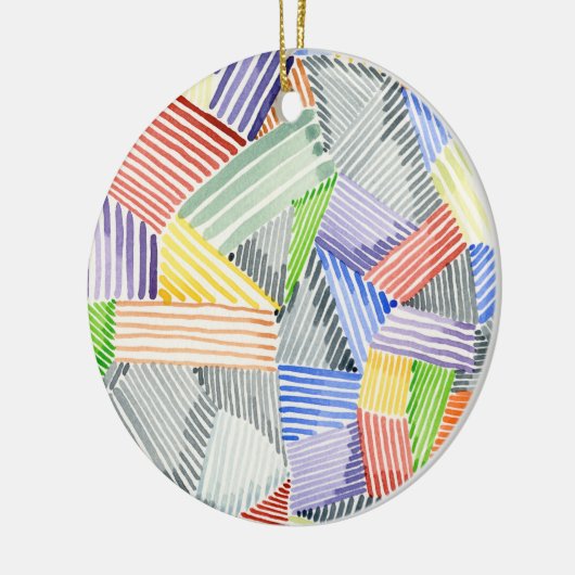 Crosshatch Quilt I Keramik Ornament (Links)