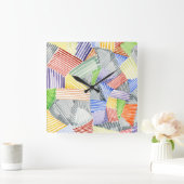 Crosshatch Quilt I Quadratische Wanduhr (Zuhause)