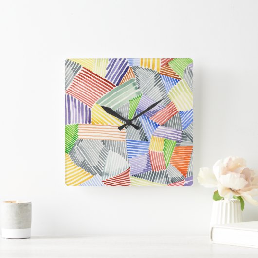 Crosshatch Quilt I Quadratische Wanduhr (Zuhause)