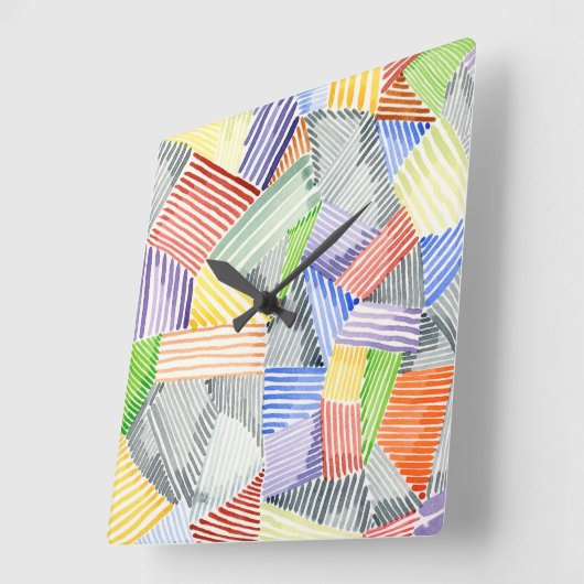 Crosshatch Quilt I Quadratische Wanduhr (Winkel)