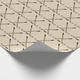 Crosshockey Sticks und Puck Brown Tan Geschenkpapier