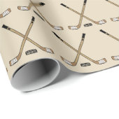 Crosshockey Sticks und Puck Brown Tan Geschenkpapier (Rolleneckpunkt)