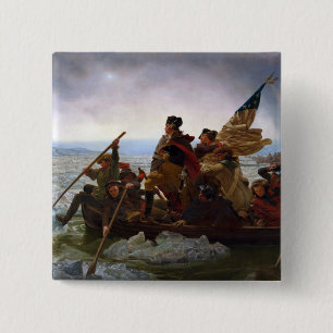 Crossing Delaware 1776: General George Washington Button