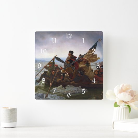 Crossing Delaware 1776: General George Washington Quadratische Wanduhr (Zuhause)