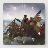 Crossing Delaware 1776: General George Washington Quadratische Wanduhr (Vorderseite)
