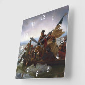 Crossing Delaware 1776: General George Washington Quadratische Wanduhr (Winkel)