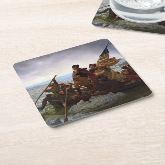 Crossing Delaware 1776: General George Washington Rechteckiger Pappuntersetzer (angewinkelt)