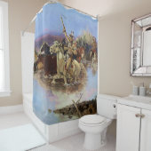 "Crossing the River" von Charles M Russell Duschvorhang (Beispiel)