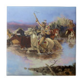"Crossing the River" von Charles M Russell Fliese (Vorderseite)