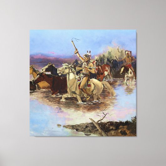 "Crossing the River" von Charles M Russell Leinwanddruck (Vorderseite)