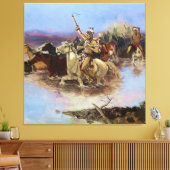 "Crossing the River" von Charles M Russell Leinwanddruck (Insitu (Wohnzimmer))