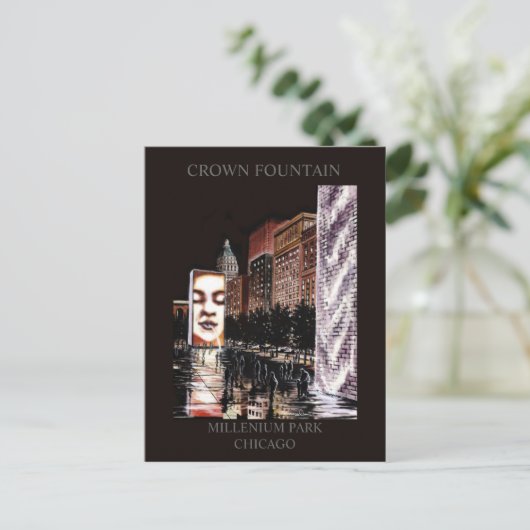Crossover Fountain Millenium Park Randsom Art Postkarte (Stehend Vorderseite)