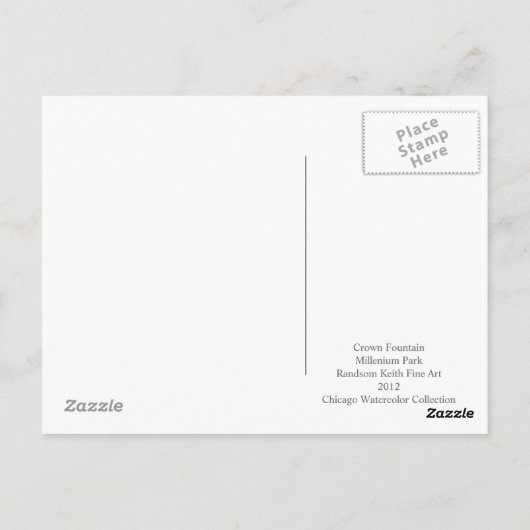 Crossover Fountain Millenium Park Randsom Art Postkarte (Rückseite)