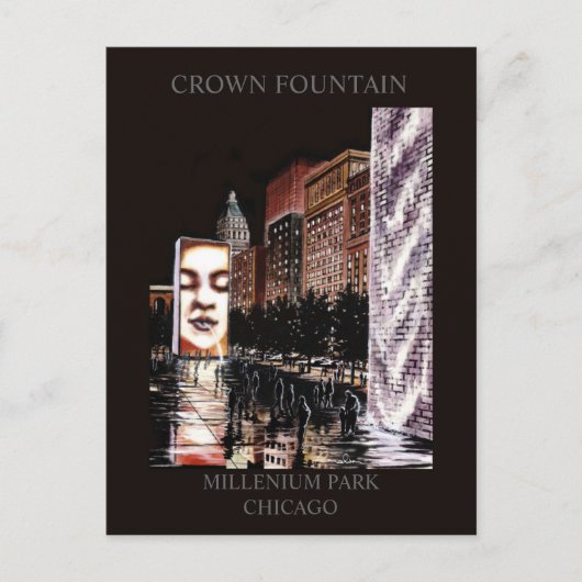 Crossover Fountain Millenium Park Randsom Art Postkarte (Vorderseite)
