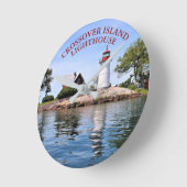 Crossover Island Lighthouse, New York Clock Runde Wanduhr (Winkel)