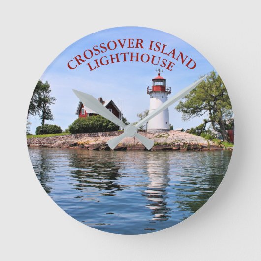 Crossover Island Lighthouse, New York Clock Runde Wanduhr (Vorderseite)
