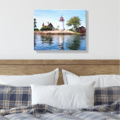 Crossover Island Lighthouse, NY Wrapped Canvas Leinwanddruck (Insitu (Schlafzimmer))
