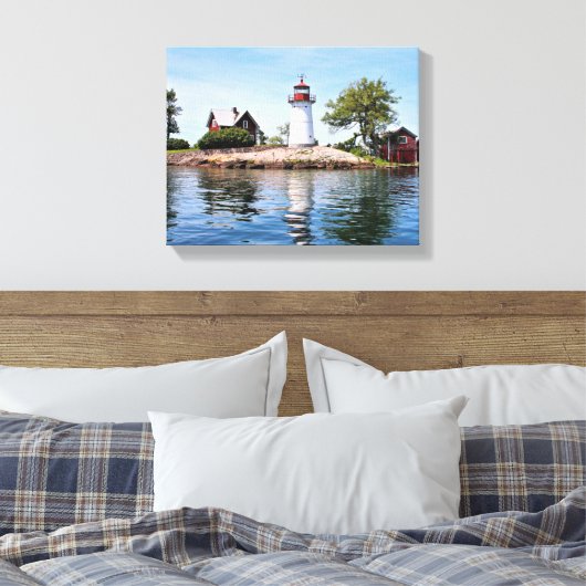 Crossover Island Lighthouse, NY Wrapped Canvas Leinwanddruck (Insitu (Schlafzimmer))