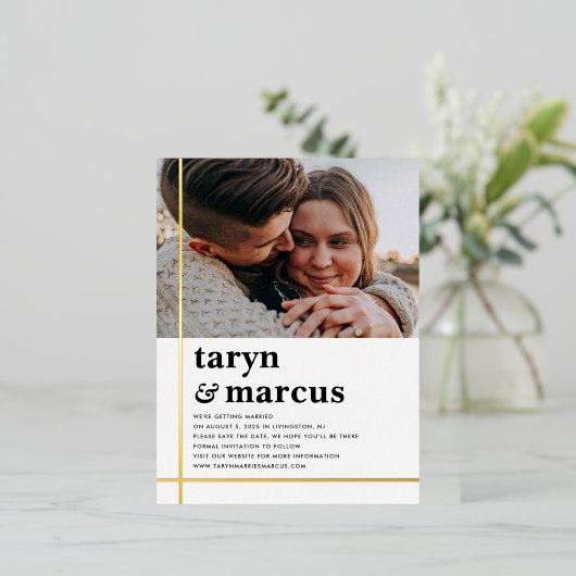 Crosspath FOIL Save the Date Postkarte (Stehend vorne)