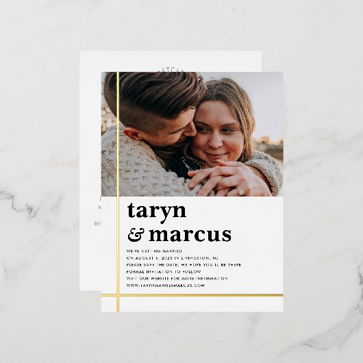 Crosspath FOIL Save the Date Postkarte (Vorderseite/Rückseite)