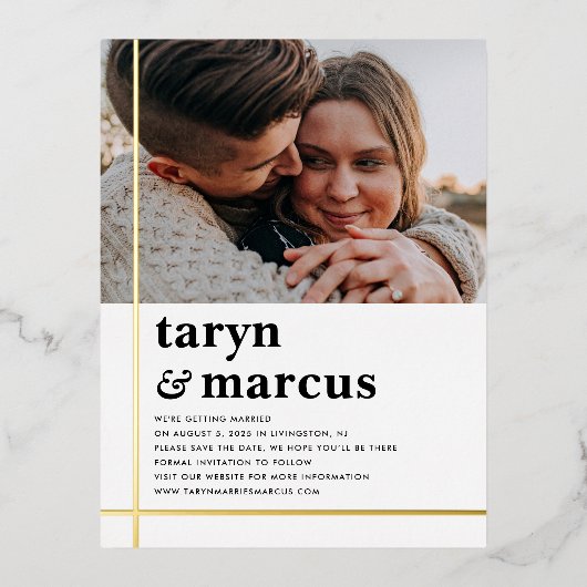 Crosspath FOIL Save the Date Postkarte (Vorderseite)