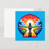 Crossroads bei Sunset Thoughful Pixel Art Journey Einladung (Vorne/Hinten)
