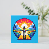 Crossroads bei Sunset Thoughful Pixel Art Journey Einladung (Stehend Vorderseite)