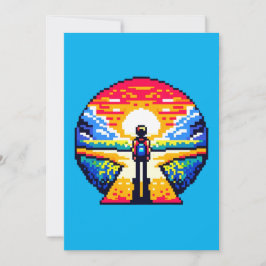 Crossroads bei Sunset Thoughful Pixel Art Journey Feiertagskarte