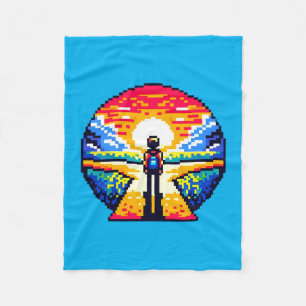Crossroads bei Sunset Thoughful Pixel Art Journey Fleecedecke