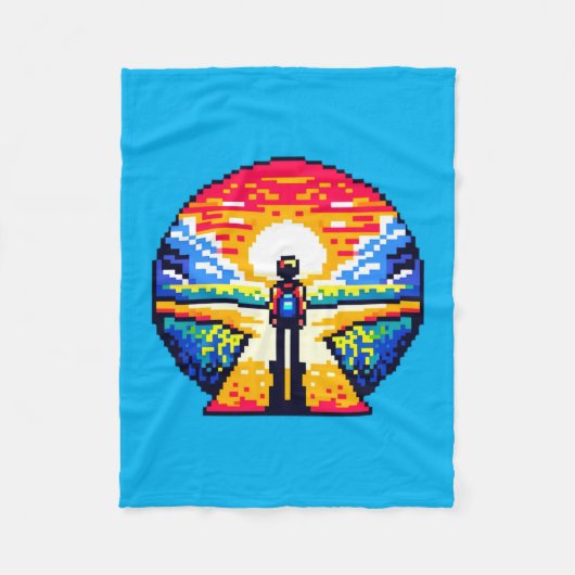 Crossroads bei Sunset Thoughful Pixel Art Journey Fleecedecke (Vorderseite)