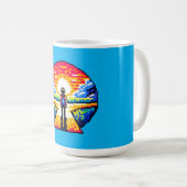 Crossroads bei Sunset Thoughful Pixel Art Journey Kaffeetasse (VorderseiteRechts)