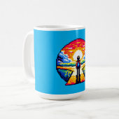 Crossroads bei Sunset Thoughful Pixel Art Journey Kaffeetasse (Vorderseite Links)