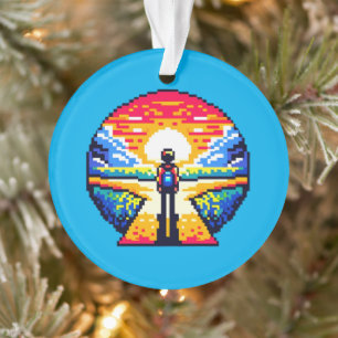 Crossroads bei Sunset Thoughful Pixel Art Journey Ornament