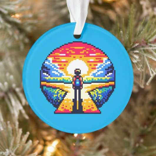 Crossroads bei Sunset Thoughful Pixel Art Journey Ornament (Baum)