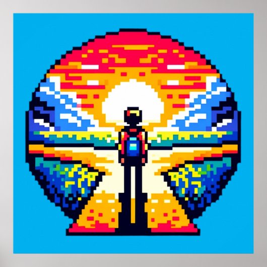 Crossroads bei Sunset Thoughful Pixel Art Journey Poster (Vorne)