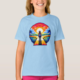 Crossroads bei Sunset Thoughful Pixel Art Journey T-Shirt