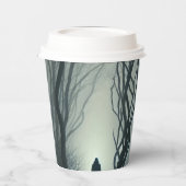 Crossroads in the Fog - Gloomy Forest Art Print Pappbecher (Links)