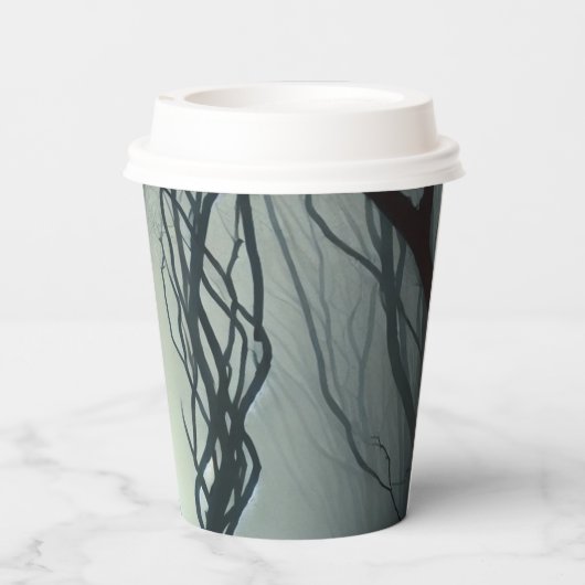 Crossroads in the Fog - Gloomy Forest Art Print Pappbecher (Rückseite)