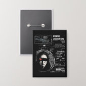 Crosswired - Techno-Brutalist Streetwear Design Button (Vorderseite/Rückseite)