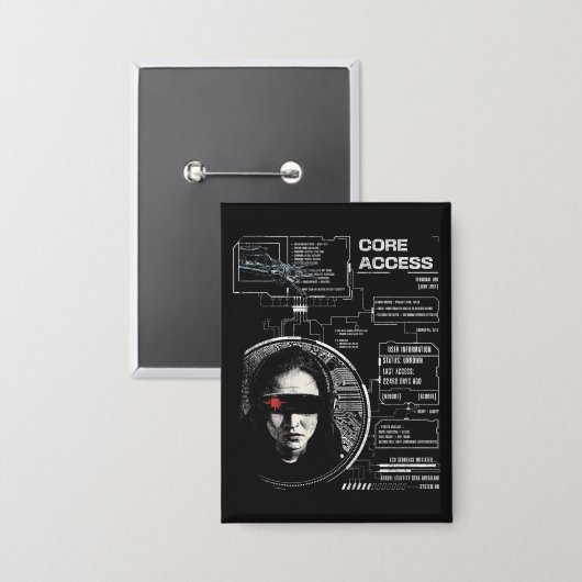 Crosswired - Techno-Brutalist Streetwear Design Button (Vorderseite/Rückseite)