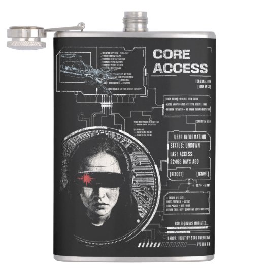 Crosswired - Techno-Brutalist Streetwear Design Flachmann (Geöffnet)