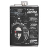 Crosswired - Techno-Brutalist Streetwear Design Flachmann (Vorderseite)