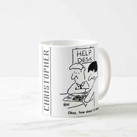 Crossword-Enthusiast frage an einem Helpdesk Kaffeetasse (VorderseiteRechts)